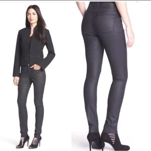 Eileen Fisher Faux Leather Black Coated Skinny Pants